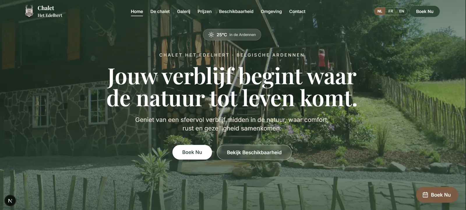 Website voor Chalet Het Edelhert, een vakantieverblijf