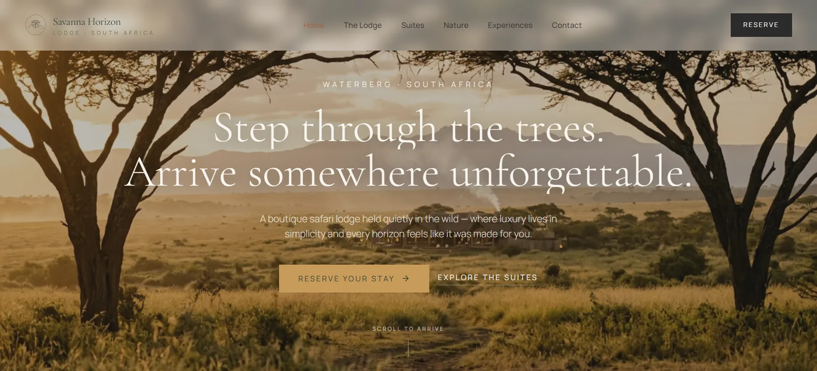 Conceptwebsite voor een vakantieverblijf in de natuur